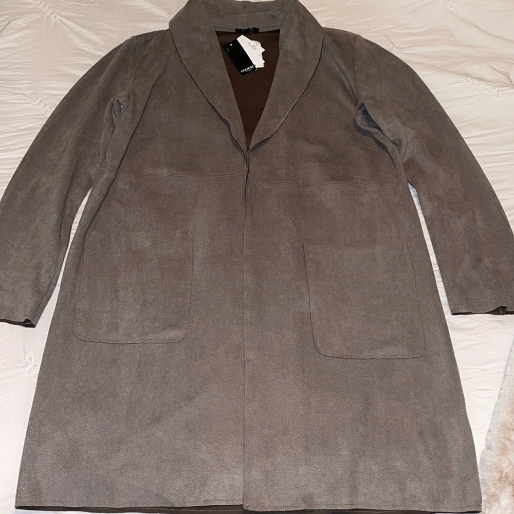 NWT faux leather long jacket